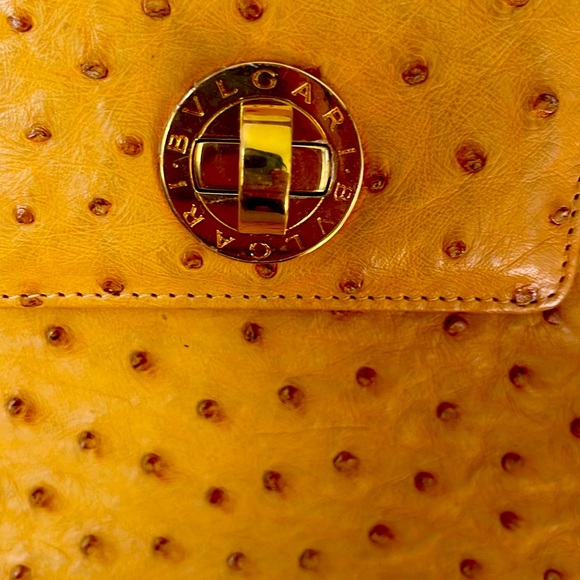BVLGARI Ostrich Skin Crossbody Purse with Top Handle Vintage ONE OF A KIND - Picture 5 of 9